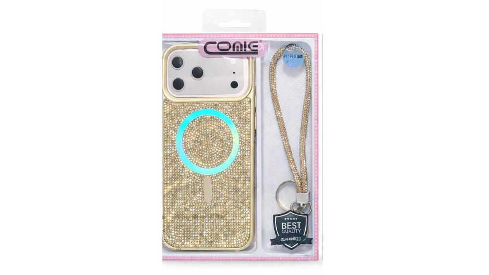 Glitter iPhone 17 pro max Case with Magnetic Ring & Wrist Strap