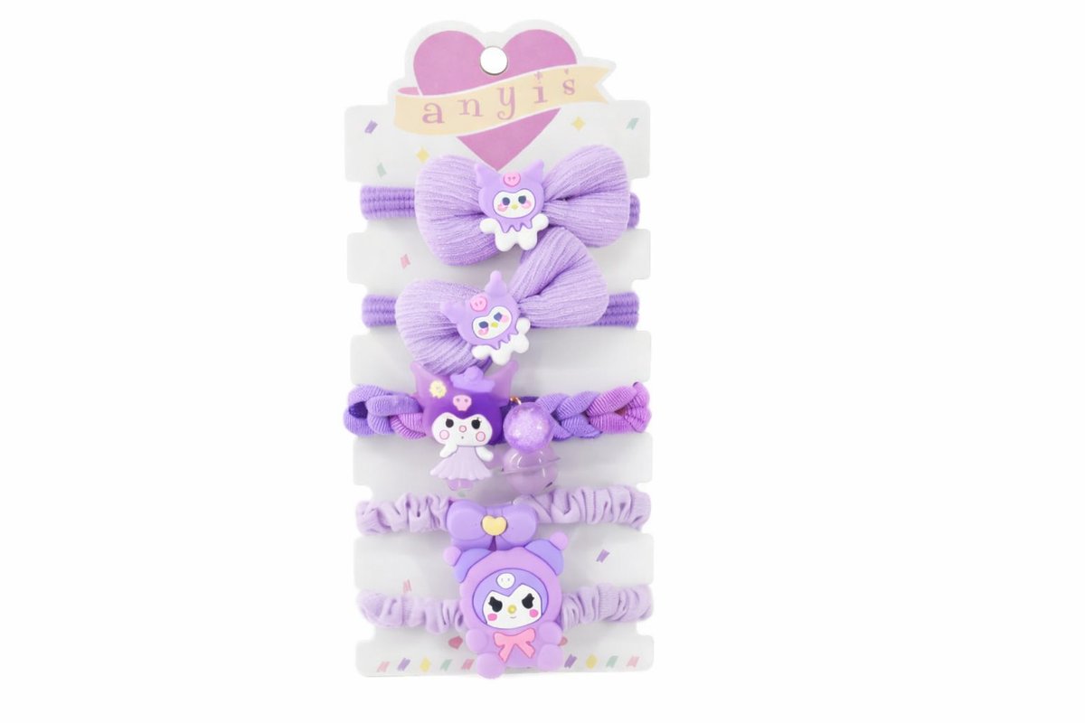 Kuromi Hair Ties Set – Purple Cute Elastic Hair Accessories for Girls