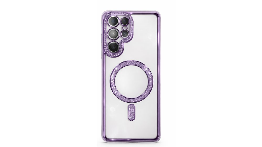 Glitter Magnetic Clear Case with MagSafe for Samsung S24 ULTRA – Purple