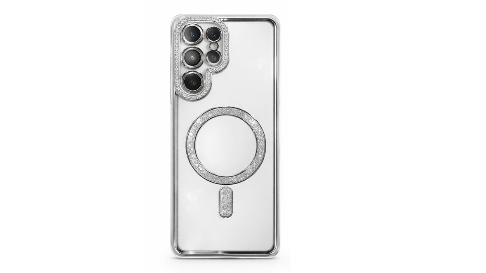 Glitter Magnetic Clear Case with MagSafe for Samsung A35– Silver