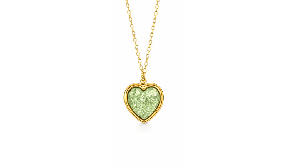 Heart Crystal Pendant Necklace – Green