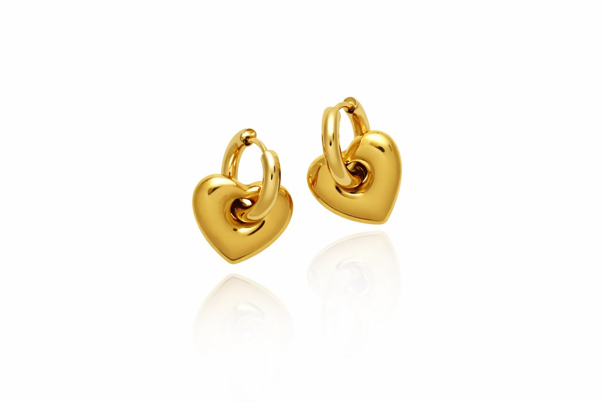 Gold Heart & Gold Hoop Earrings – Two-Tone Stainless Steel