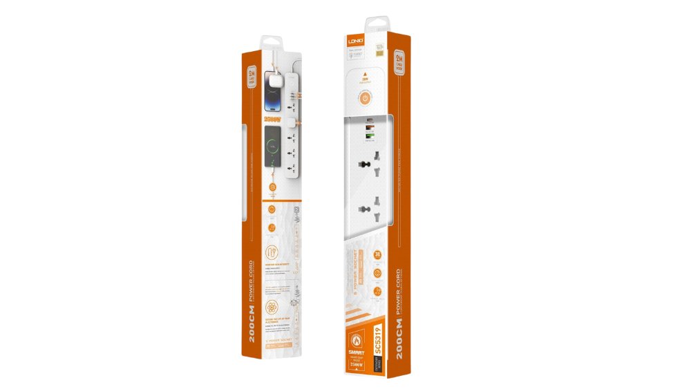 Extension 2 meter 2 USB+1 Type C+5 univeral outlets