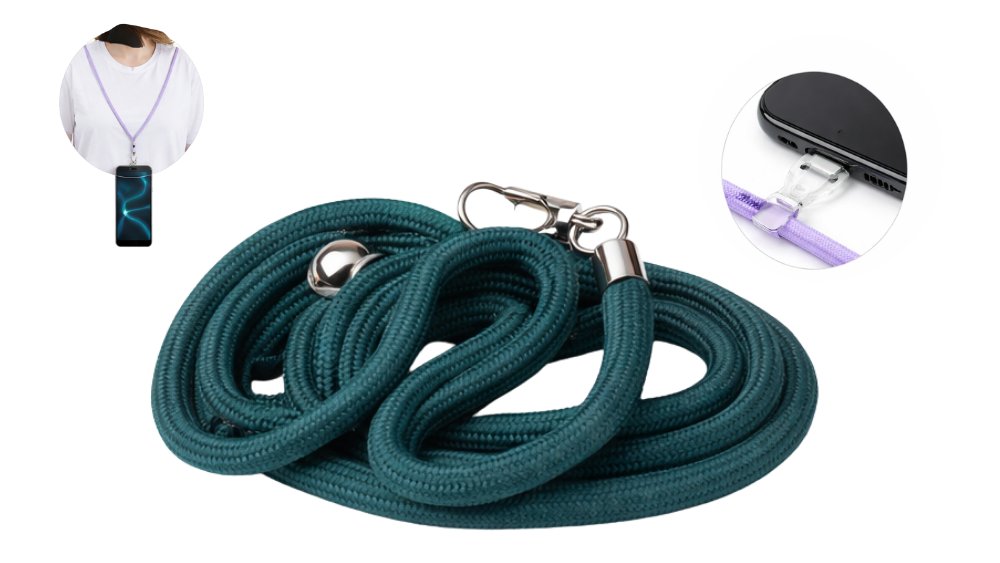 Universal Braided Lanyard with Metal Clip – Dark green