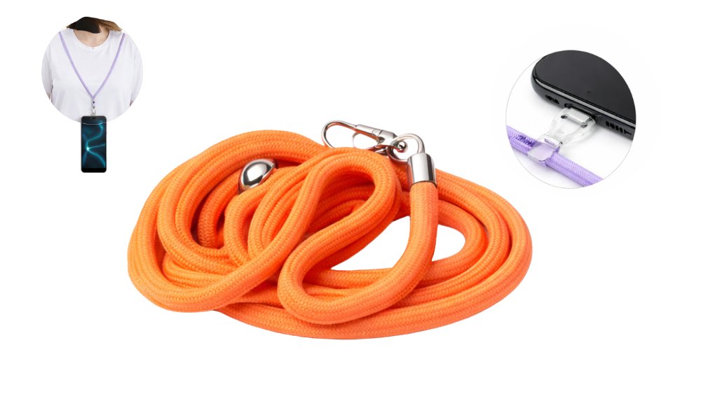Universal Braided Lanyard with Metal Clip – Orange