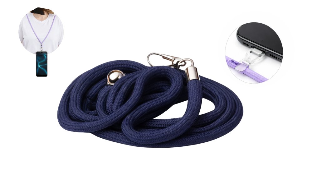 Universal Braided Lanyard with Metal Clip – Dark blue