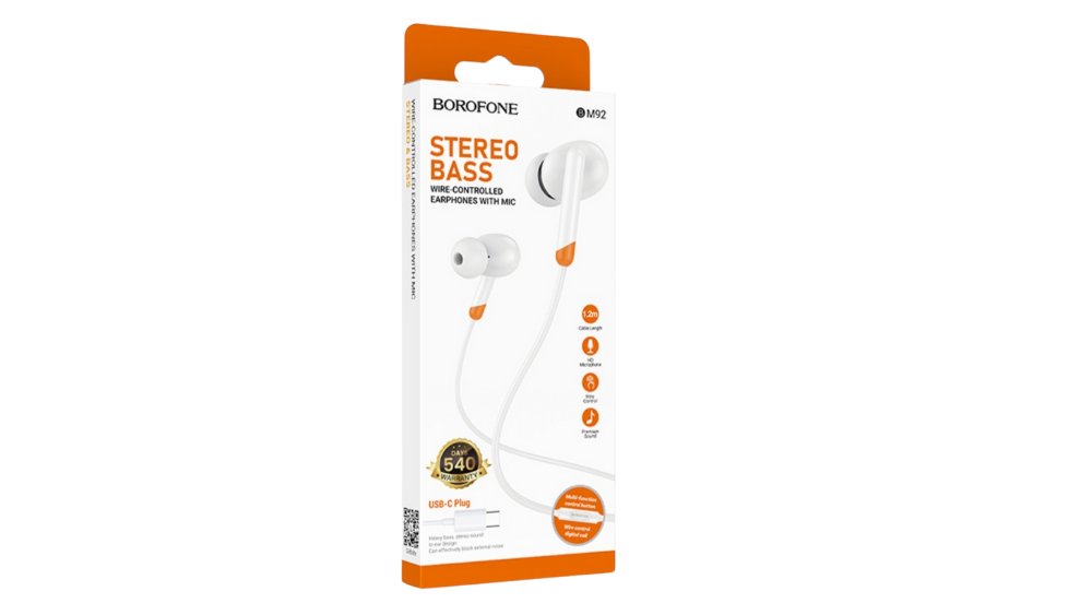 BOROFONE BM92 Stereo Bass USB-C Wired Earphones with Microphone