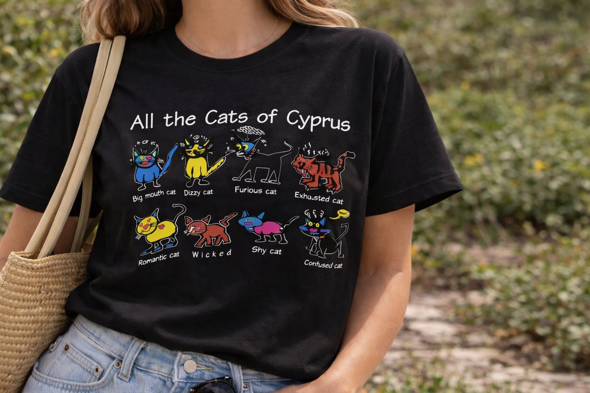 🐾 All the Cats of Cyprus – Unisex T-Shirt Black