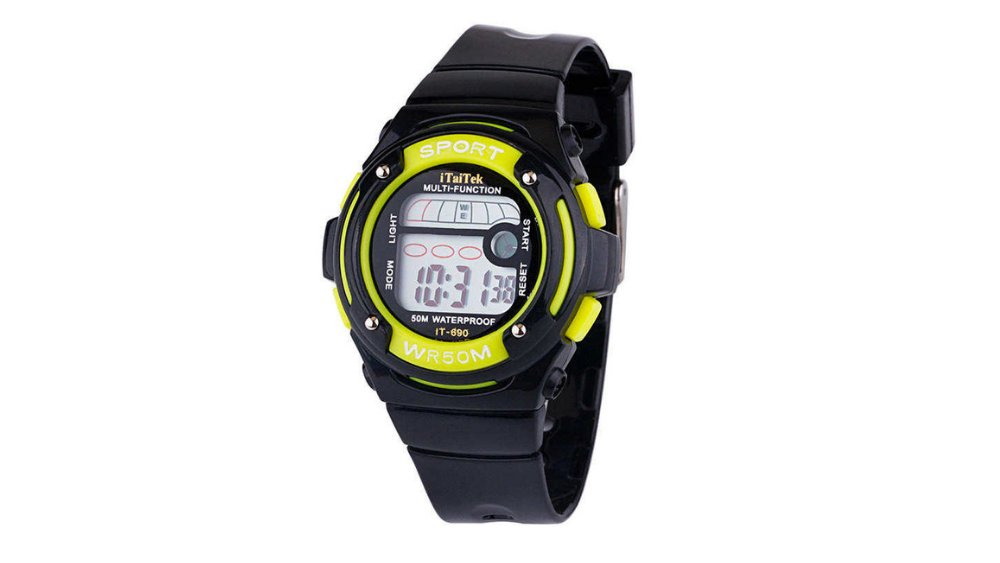 Black & Yellow Sport Digital Watch – 50M Waterproof