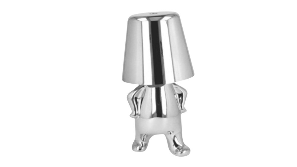 Modern Sitting Figure Lamp – Metallic silver