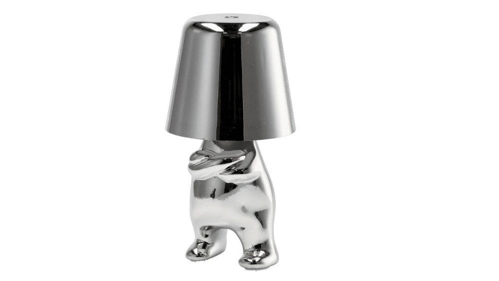 Modern Sitting Figure Lamp – Metallic silver