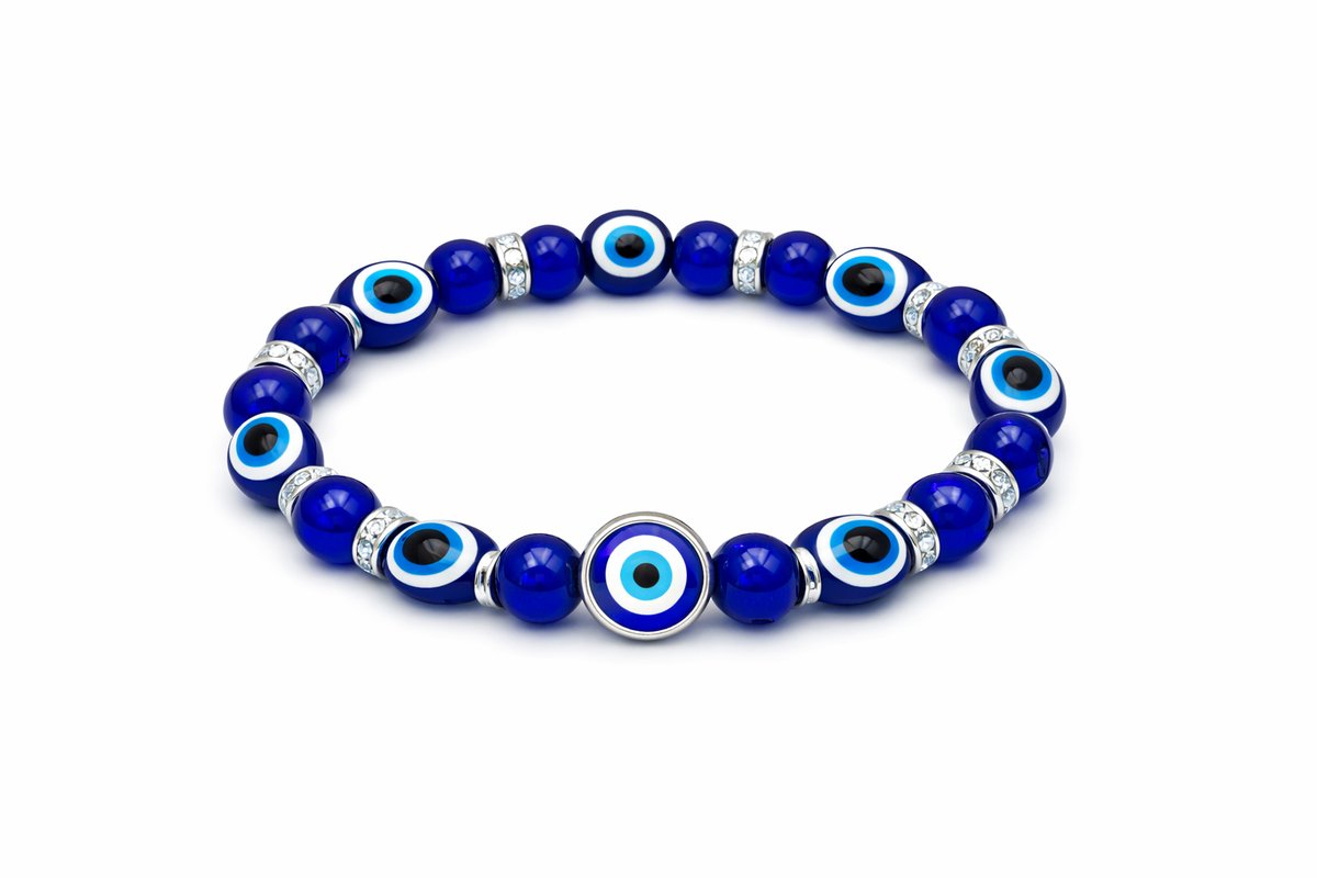 Royal Blue Evil Eye Bracelet with Statement Center Charm – Premium Protection Style