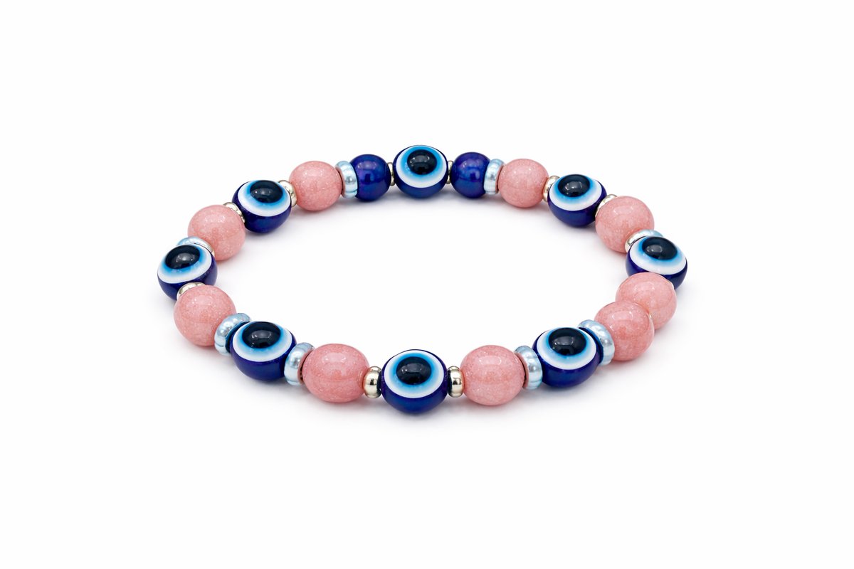 Blush Pink Evil Eye Bracelet – Soft Protection Charm for Everyday Style