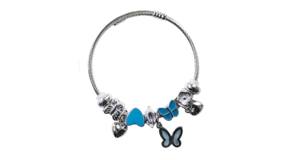 💫 Pandora Style Bracelet –Light blue butterfly