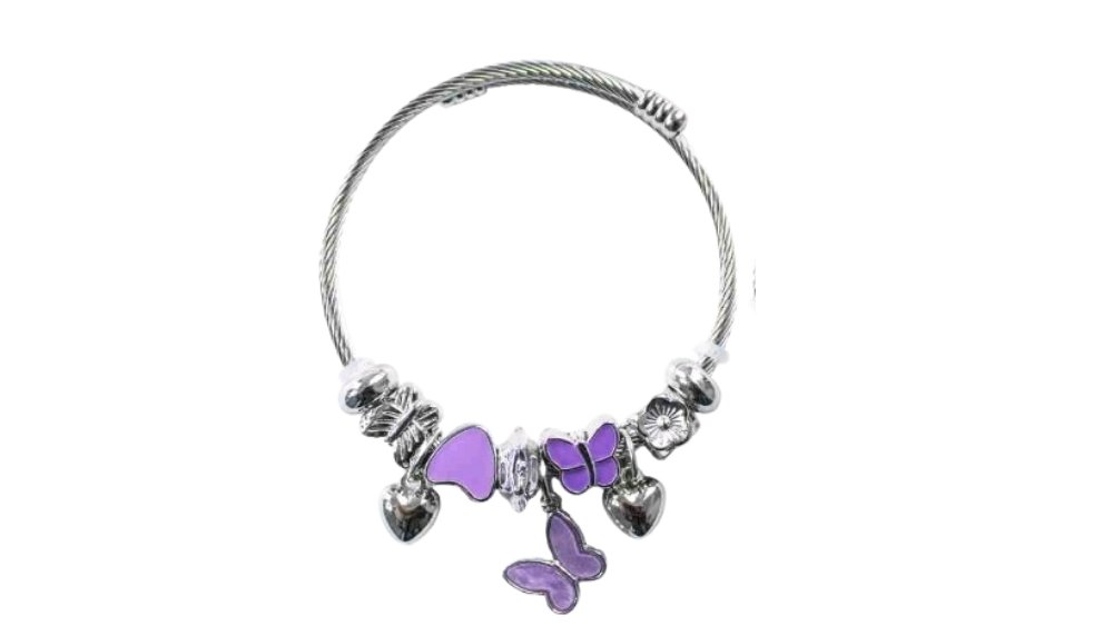 💫 Pandora Style Bracelet –purple butterfly