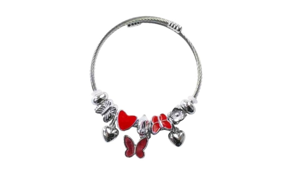 💫 Pandora Style Bracelet –red butterfly