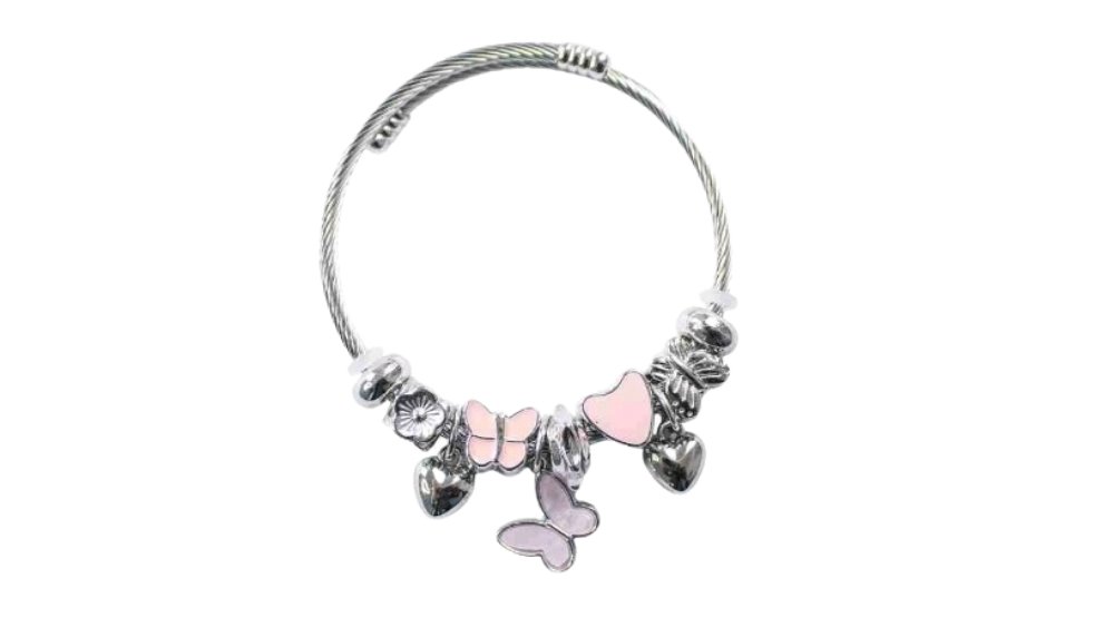💫 Pandora Style Bracelet –pink butterfly