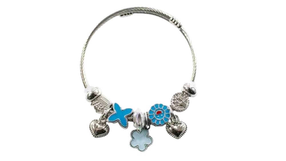 💫 Pandora Style Bracelet –Floral light blue