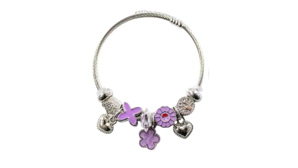 💫 Pandora Style Bracelet –Floral purple