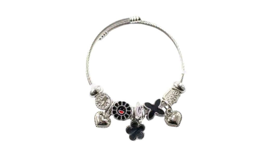 💫 Pandora Style Bracelet –Floral black