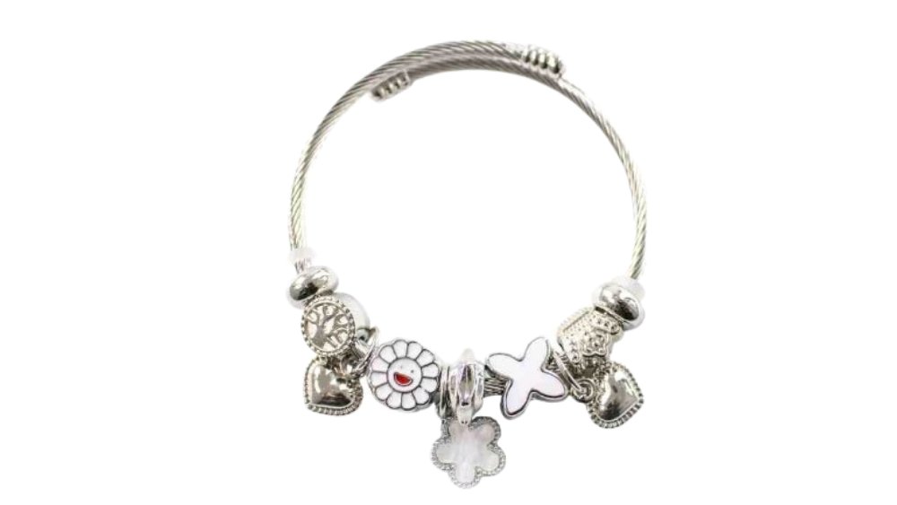 💫 Pandora Style Bracelet –Floral white