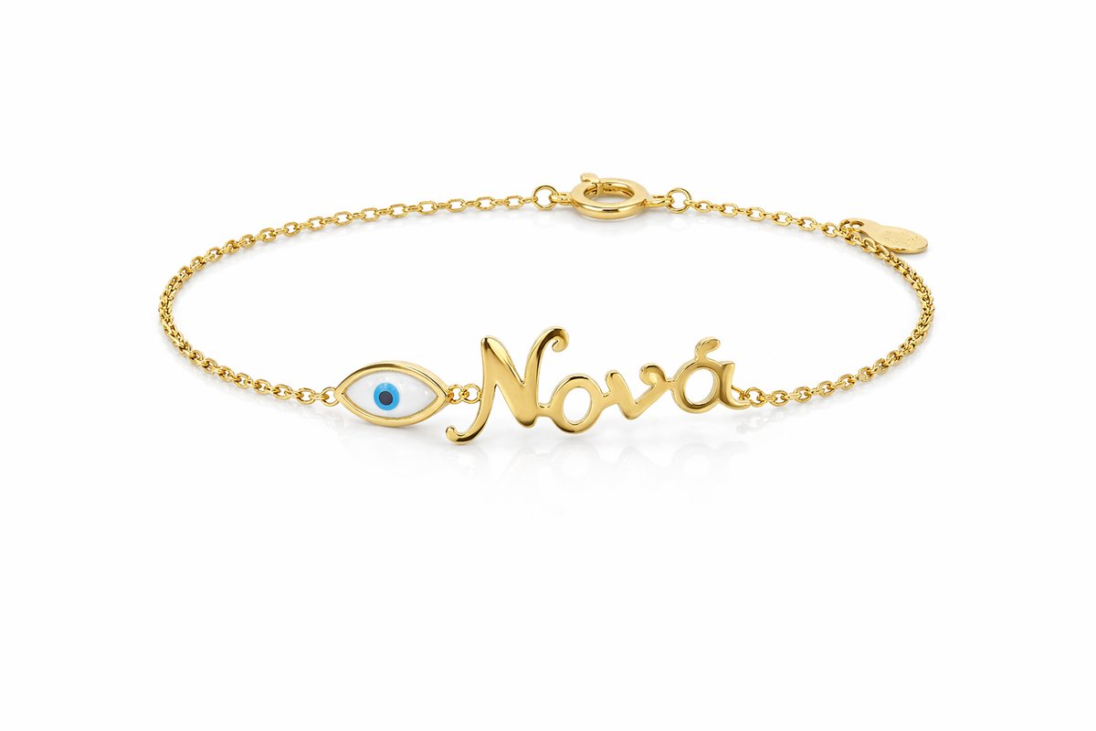 Nona Evil Eye Name Bracelet – Stainless Steel gold finish