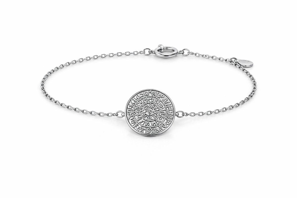 Ancient Phaistos Disc Bracelet – Stainless Steel silver finish