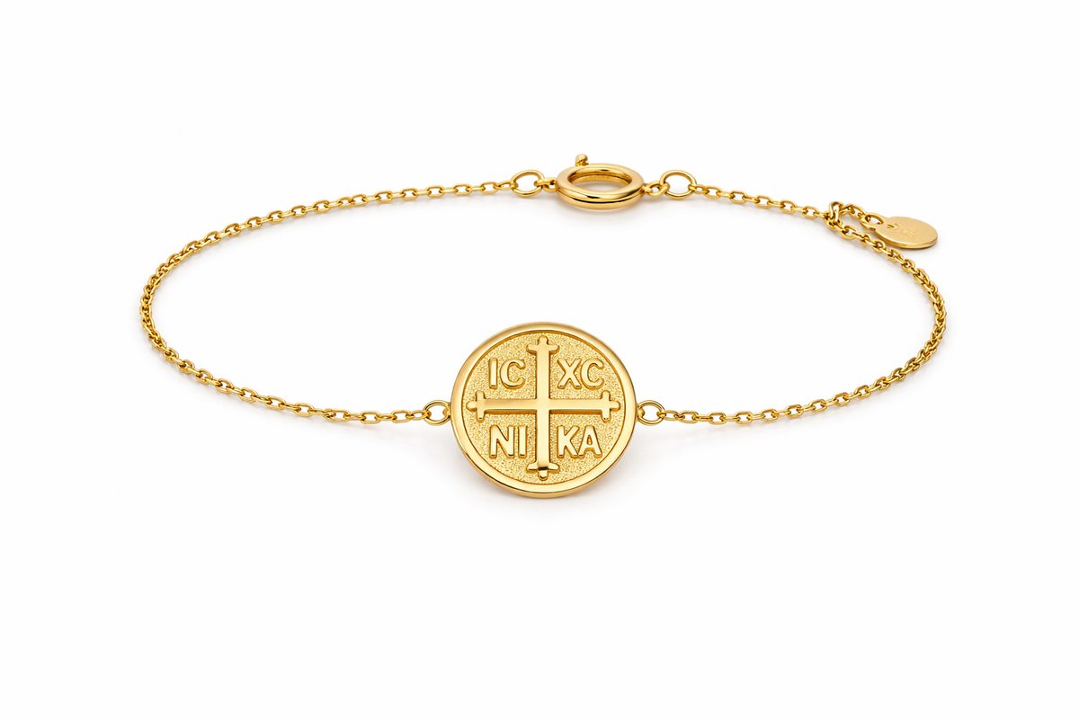 Byzantine Cross Coin Bracelet – Stainless Steel gold