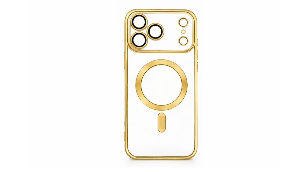 MagSafe Clear iPhone Case with gold Edge – Slim, Protective Iphone 17promax