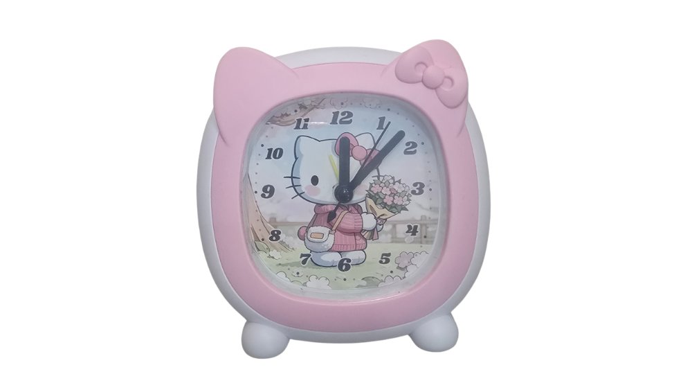 Cute Hello Kitty Alarm Clock for Kids – Cartoon Bedside Clock (1×AA Battery)