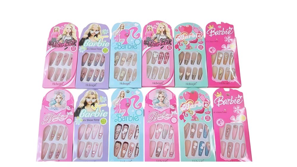 Cute Fake Nails Set – Barbie Design | Kids & Teens Nail Art