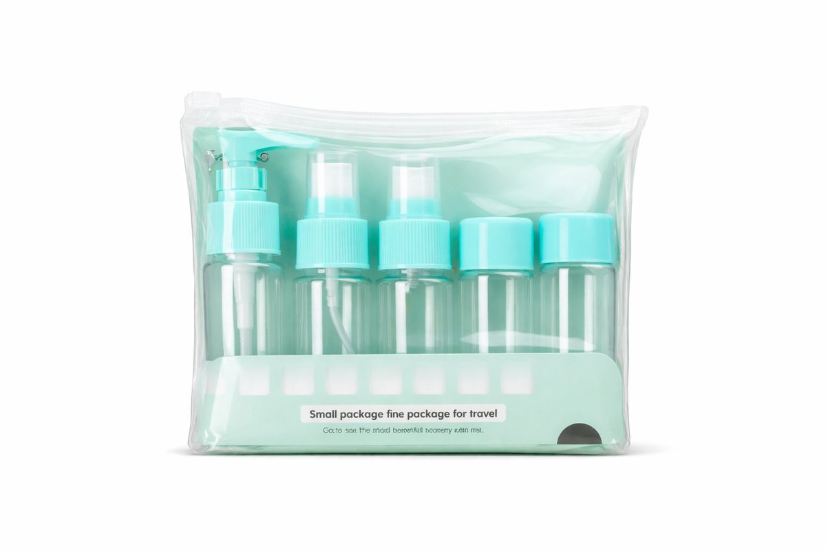 Travel Bottle Set with Pouch – Refillable Cosmetic Containers (5pcs)
