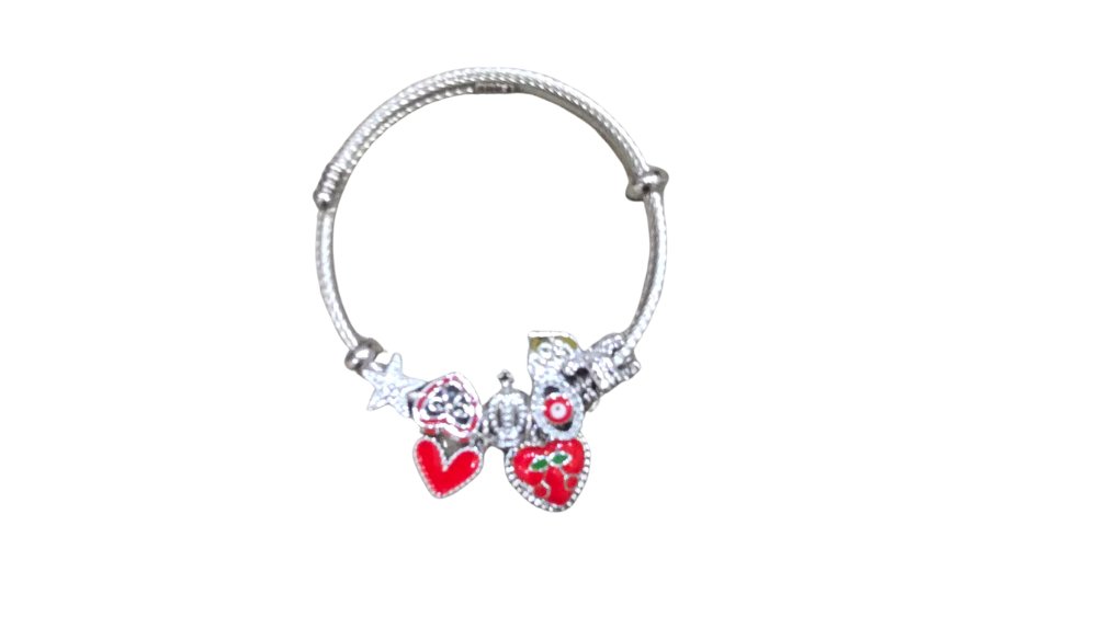 💫 Pandora Style Bracelet –Red heart with cherries