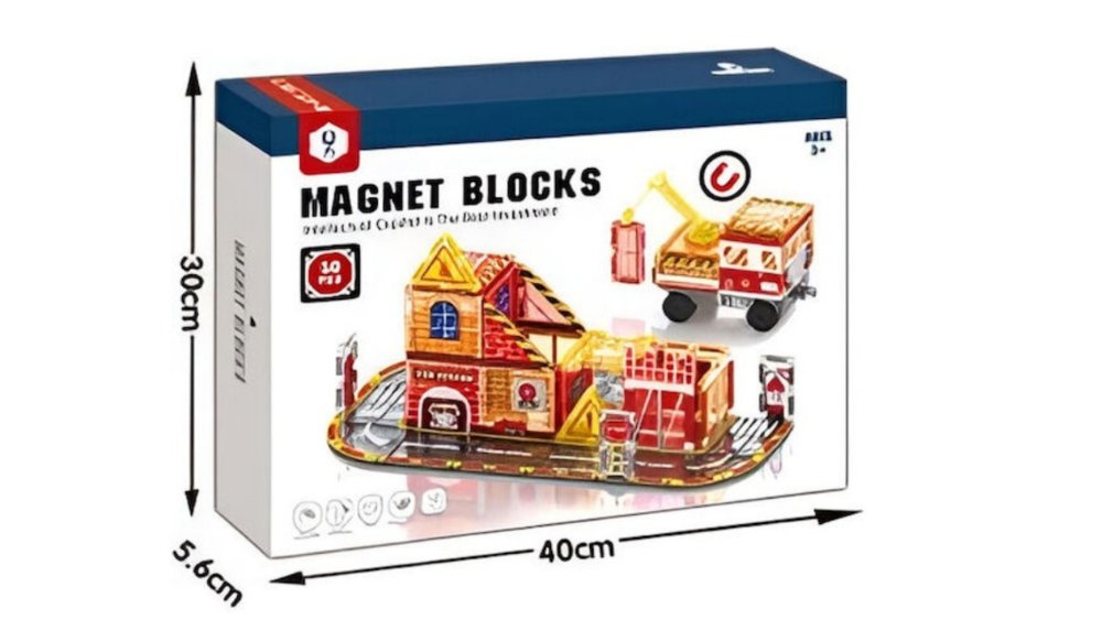 Magnetic Building Blocks Set Fire department stastion – 50 Pieces | Creative Educational Toy for Kids