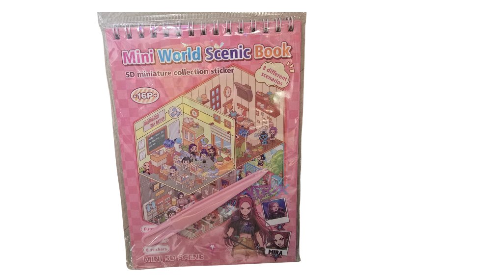 Mira Mini World 5D Scenic Sticker Book – DIY Miniature Room Kit with Tweezers & Pen