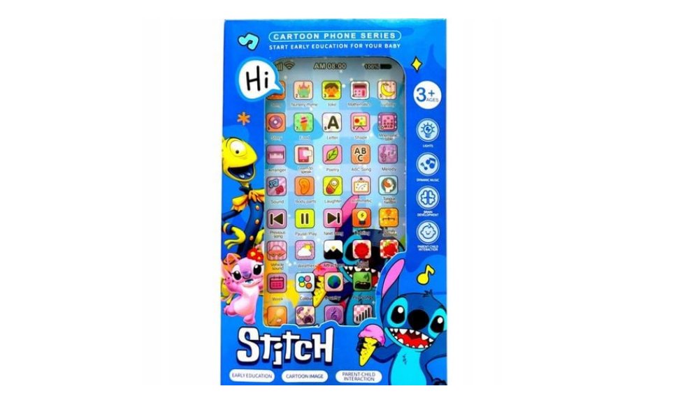 Stitch Kids Learning Phone – Educational Toy with Sounds & Recording(blue box)