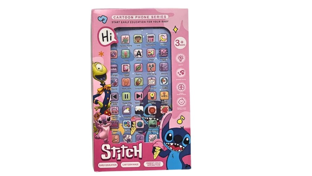 Stitch Kids Learning Phone – Educational Toy with Sounds & Recording(pink box)