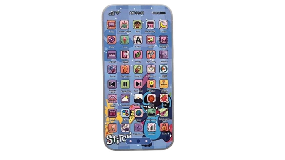 Stitch Kids Learning Phone – Educational Toy with Sounds & Recording(pink box)