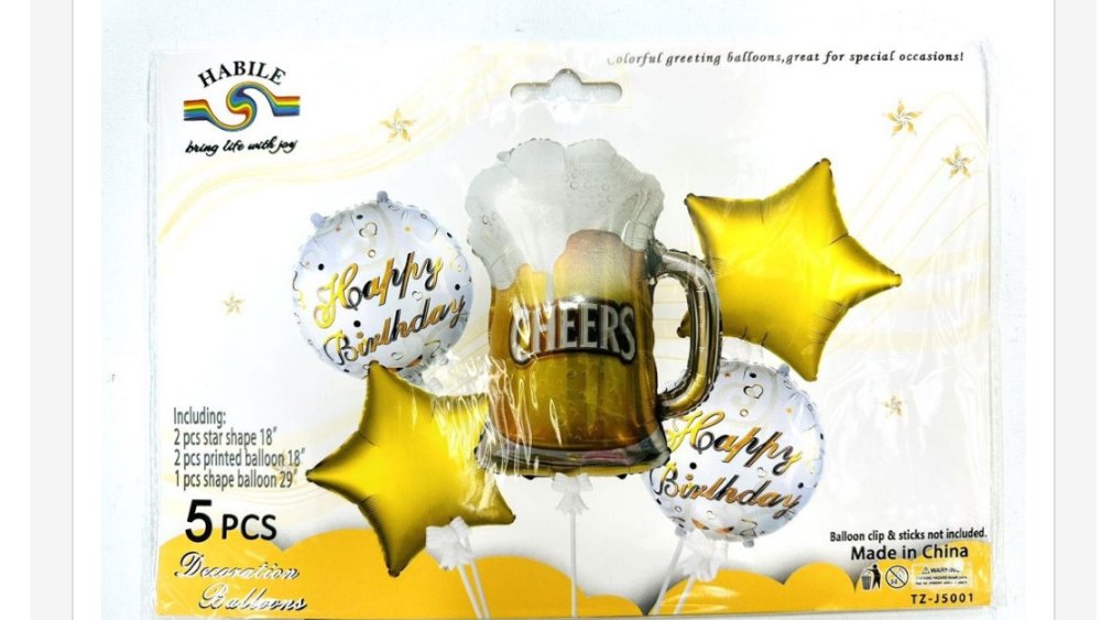 Beer Balloon Decoration Set- cheers Birthday 5pcs