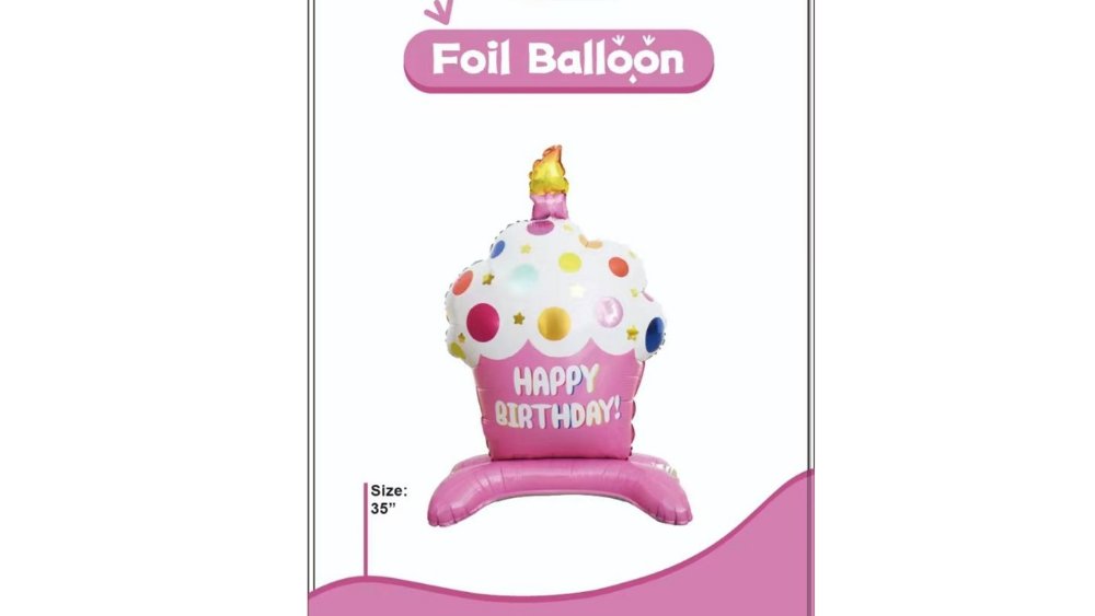 Happy Birthday pink Capcake Balloon Decoration