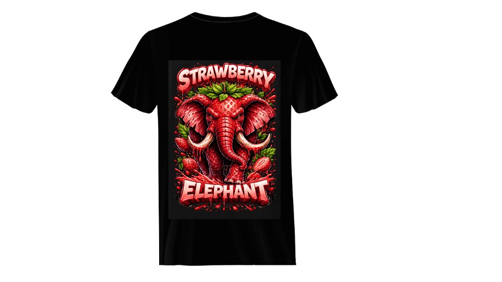 Strawberry Elephant Black Tshirt