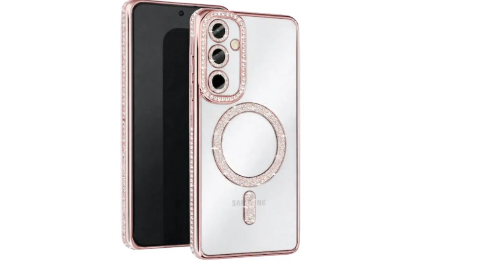 Glitter Magnetic Clear Case with MagSafe for Samsung S26 plus– rosegold
