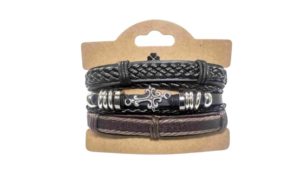Men’s PU Leather Bracelet Set – Multi-Layer Braided Wristbands n.2