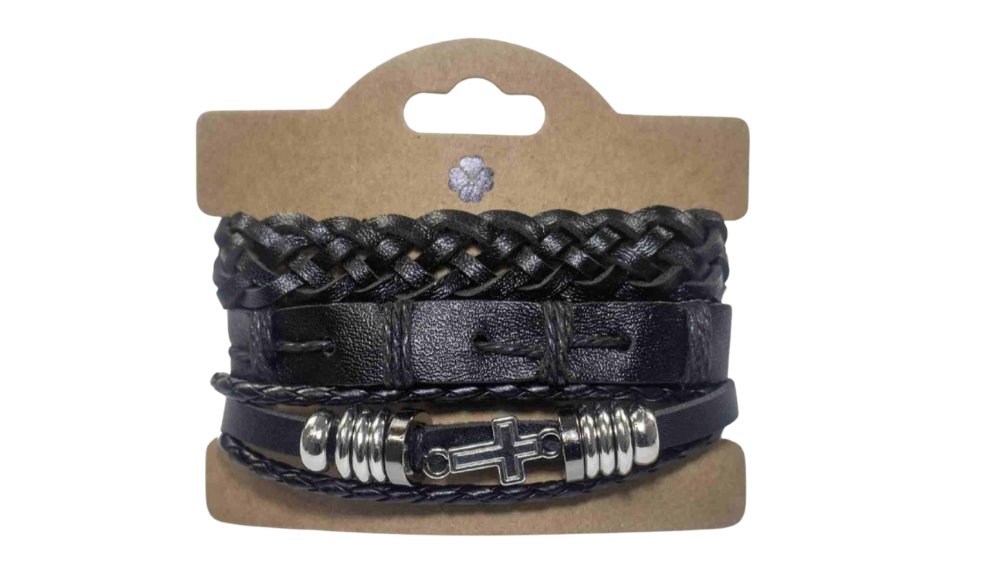 Men’s PU Leather Bracelet Set – Multi-Layer Braided Wristbands n.4