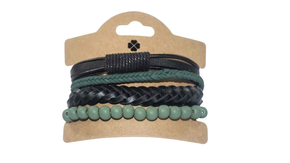 Men’s PU Leather Bracelet Set – Multi-Layer Braided Wristbands n.5