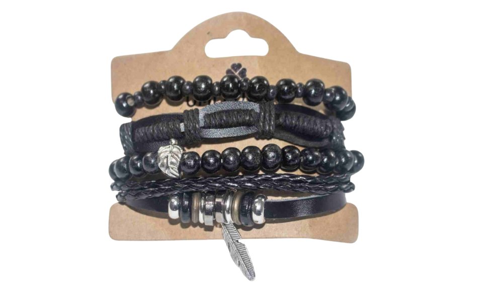 Men’s PU Leather Bracelet Set – Multi-Layer Braided Wristbands n.6