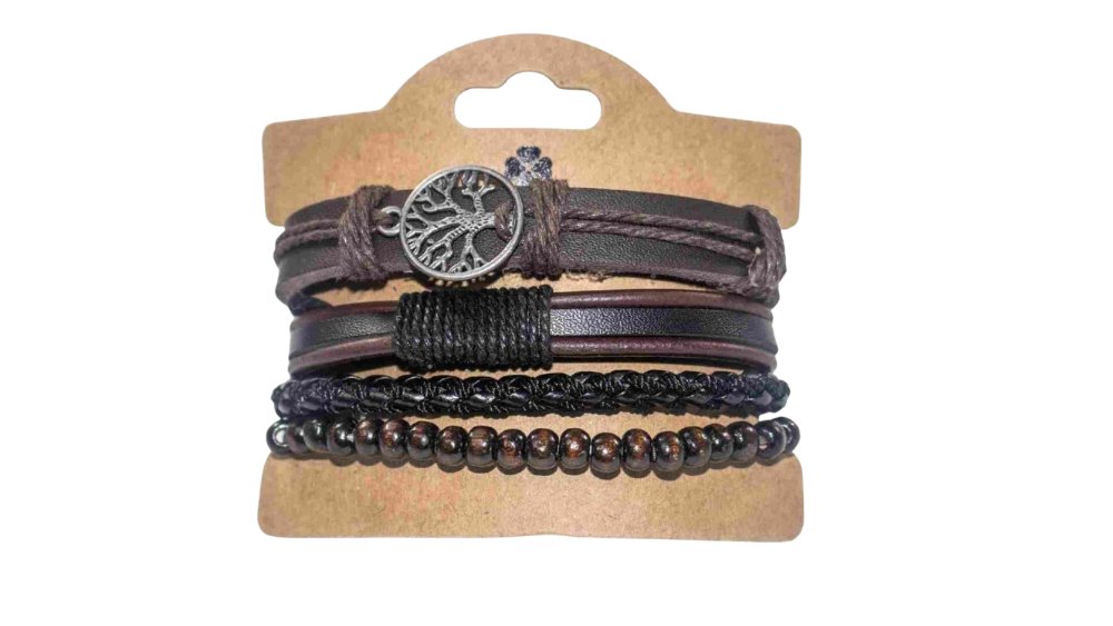 Men’s PU Leather Bracelet Set – Multi-Layer Braided Wristbands n.7