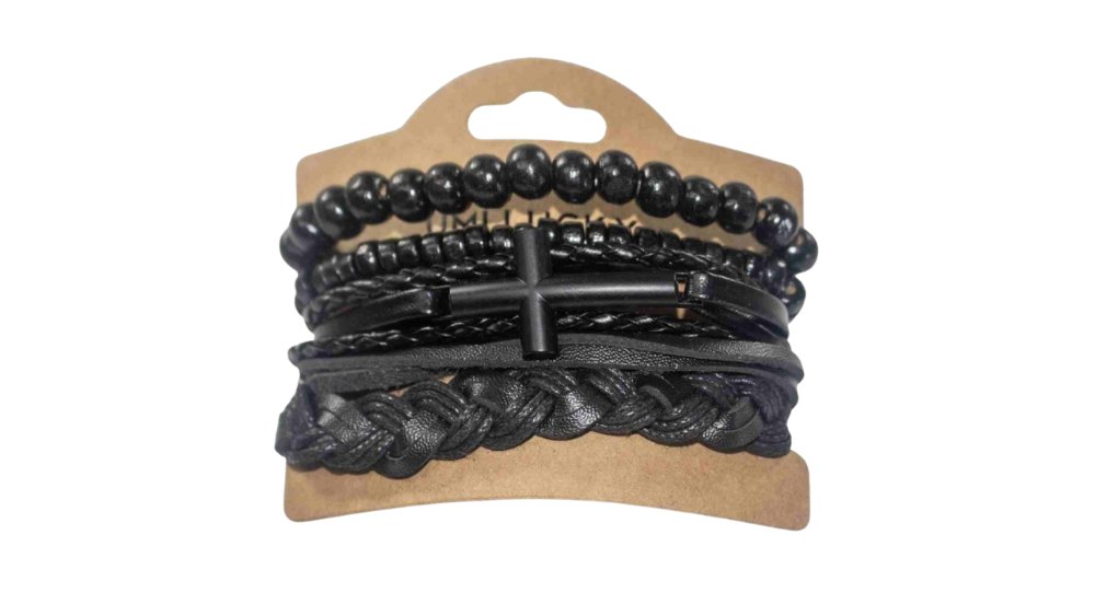 Men’s PU Leather Bracelet Set – Multi-Layer Braided Wristbands n.8