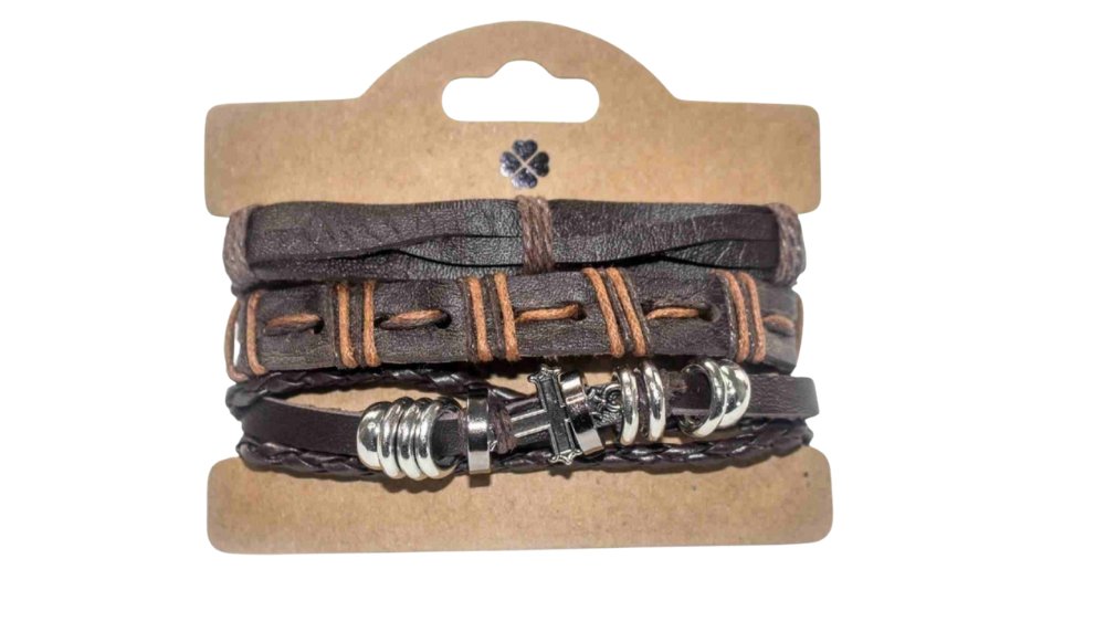 Men’s PU Leather Bracelet Set – Multi-Layer Braided Wristbands n.13
