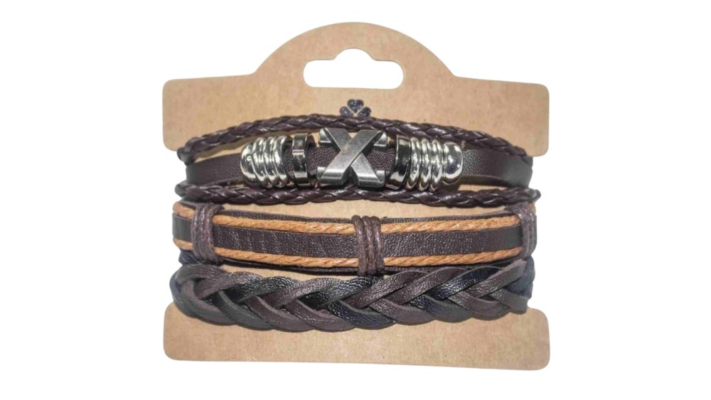 Men’s PU Leather Bracelet Set – Multi-Layer Braided Wristbands n.14